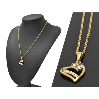 Dámska oceľová retiazka s príveskom zlaté srdiečko s očkami - Nifra