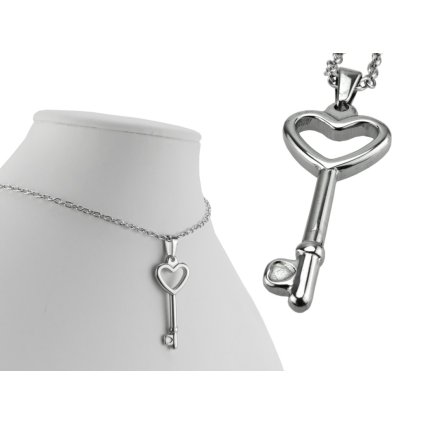 Dámska retiazka s príveskom kľúč so srdcom z chirurgickej ocele
