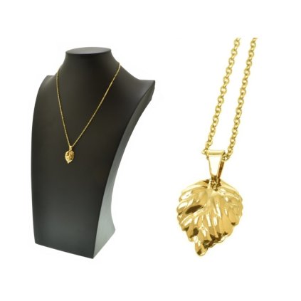 Dámska retiazka s príveskom z ocele v zlatej farbe Golden Leaf/Šperky z chirurgickej ocele
