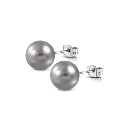 Dámske oceľové náušnice guličky šedé - 6 mm
