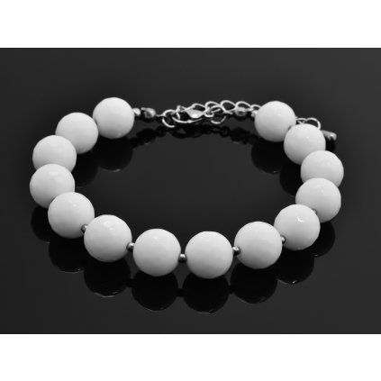 Dámsky náramok z brúseného polodrahokamu Jadeit - biely