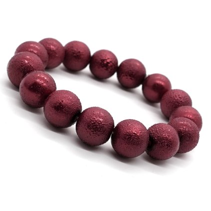 Dámsky náramok z korálok s efektom "frosted" - "Frozen Sparkle" Červený