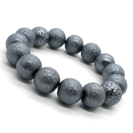 Dámsky náramok z korálok s efektom "frosted" - "Frozen Sparkle" Šedý