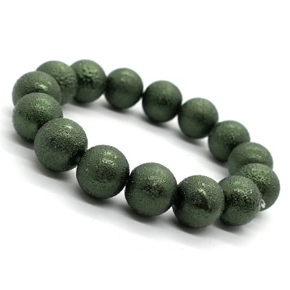 Dámsky náramok z korálok s efektom "frosted" - "Frozen Sparkle" Zelený