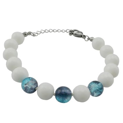 Dámsky náramok z minerálu Jadeit a modré práaskačky - 8 mm - Giana