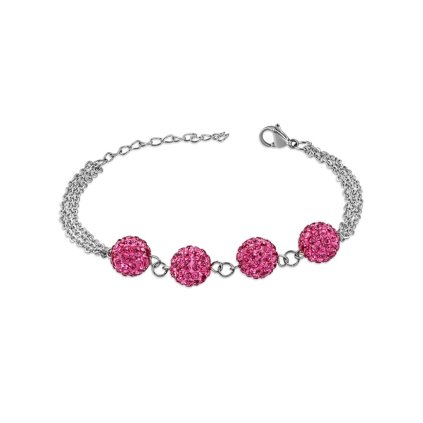 Dámsky oceľový náramok Shamballa ružový