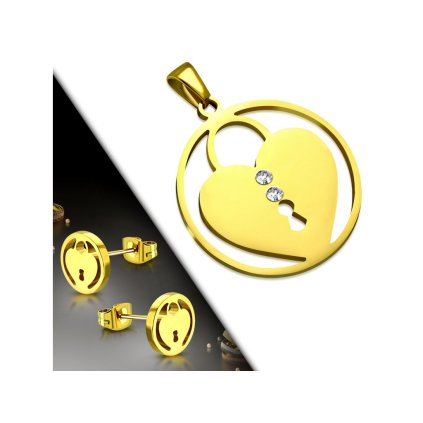 Dámsky okrúhly set prívesok so zámkom v zlatej farbe