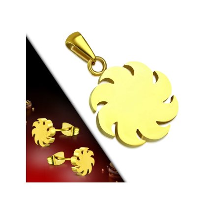 Dámsky set prívesok a náušnice kvet v zlatej farbe