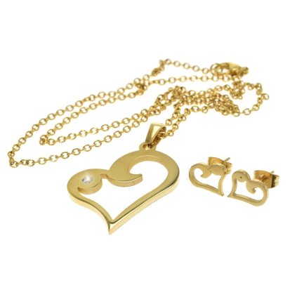 Dámsky set retiazka s príveskom a náušnice v tvare srdca - Corin