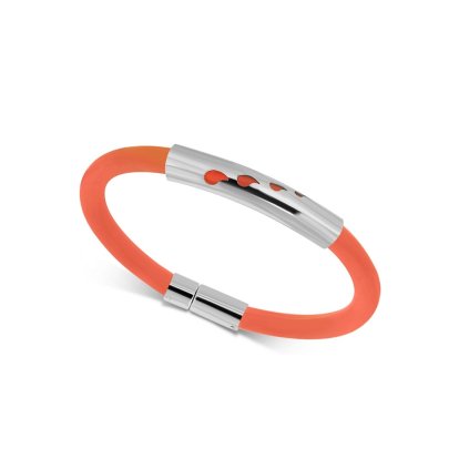 Dámsky silikónový náramok s ozdobou z ocele - oranžový