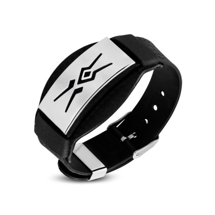 Hrubý pánsky náramok zo silikónovej gumy s oceľovou platničkou