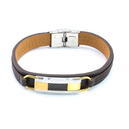 Kožený pánsky náramok s platničkou