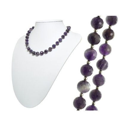 Dámsky náhrdelník z polodrahokamu Ametyst v kombinácií s chirurgickou oceľou