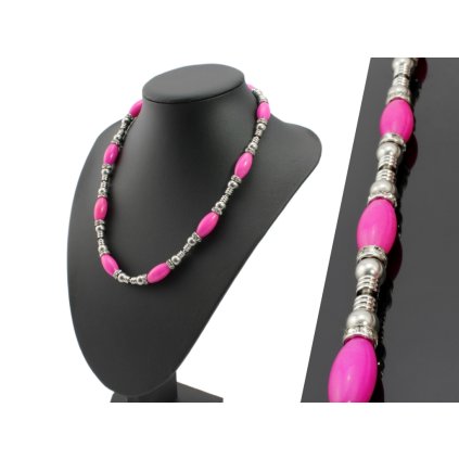 Náhrdelník z ružového polodrahokamu Achát