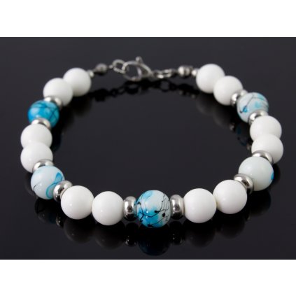 Náramok dámsky z perlete gigantických mušlí - modrobiely