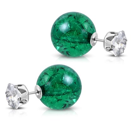 Náušnice obojstranné-zelené