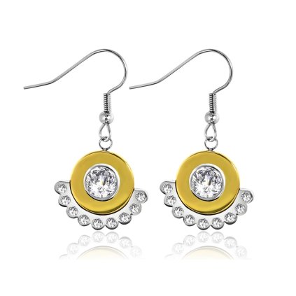 Náušnice oceľové visiace v kombinácii striebornej a zlatej farby