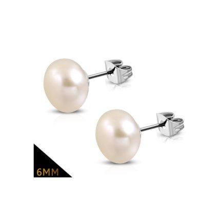 Náušnice perličky v krémovej farbe Zoey - 6 mm