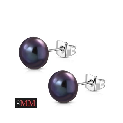 Náušnice perličky zeleno-fialové Erin III. - 8 mm