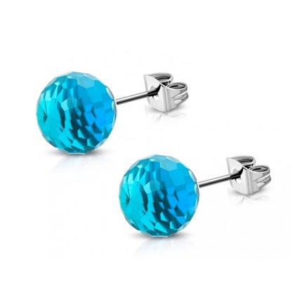 Náušnice s fazetovým výbrusom 8mm bledo modré