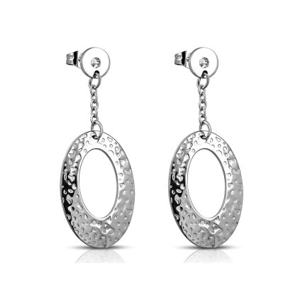 Náušnice z chirurgickej ocele oválny tvar antický vzor visiace - Flavia