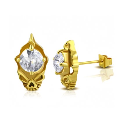 Náušnice z chirurgickej ocele v tvare lebky s osadeným očkom - Jeremy