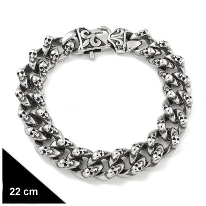 Obojstranný náramok z chirurgickej ocele – Lebky & Elegantný lesk