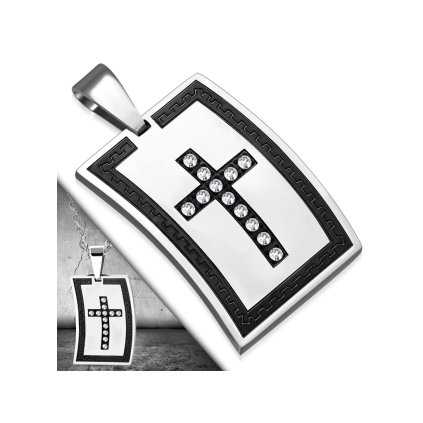Oceľová retiazka s príveskom platnička s krížom Alfonzo
