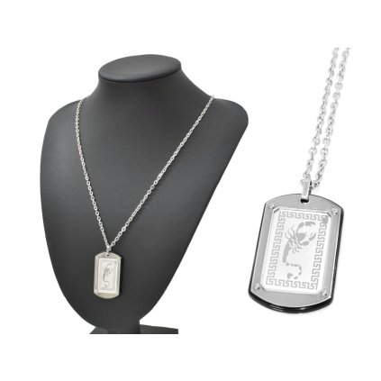 Oceľová retiazka s príveskom platnička znamenie - Škorpión