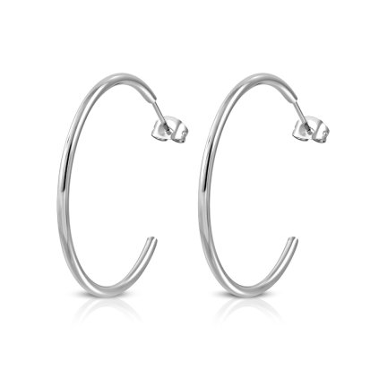 Oceľové náušnice kruhové v striebornej farbe - Sonia