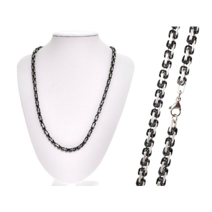 Pánska retiazka kráľovský vzor strieborno-čierna - Dixon