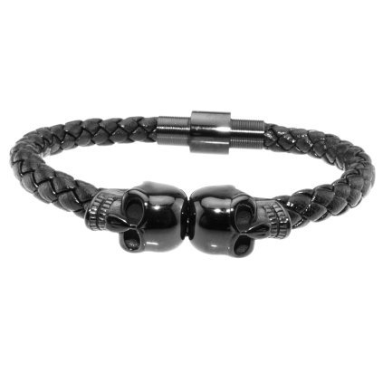 Pánsky náramok z eko kože s lebkami