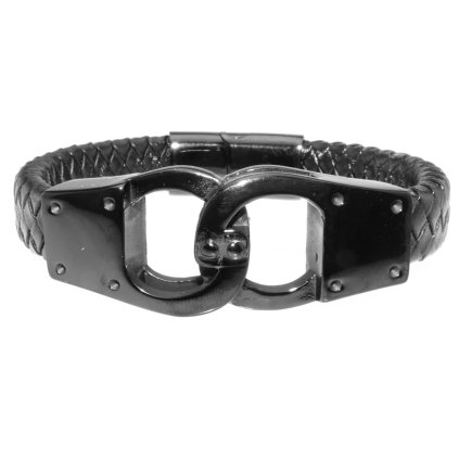 Hrubý pánsky náramok z eko kože a chirurgickej ocele