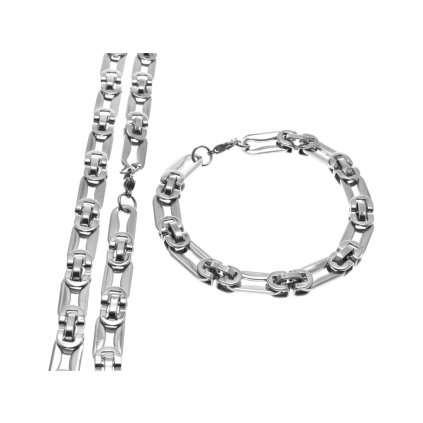 Pánsky oceľový set kráľovský vzor v striebornej farbe Nicolas/pánske sety z chirurgickej ocele