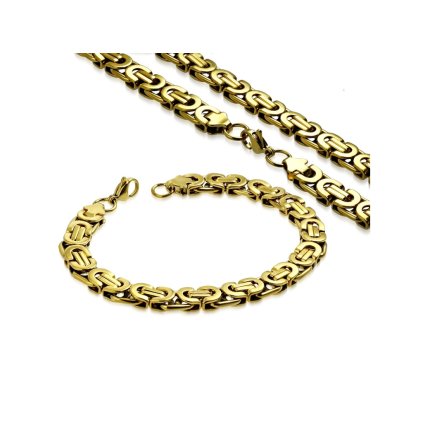 Pánsky oceľový set retiazka a náramok v zlatej farbe Toby II.