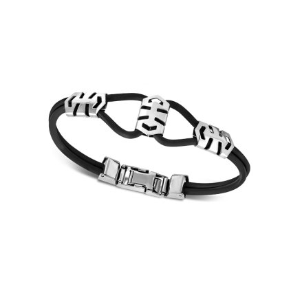 Pánsky silikónový náramok s ozdobnými platničkami z ocele