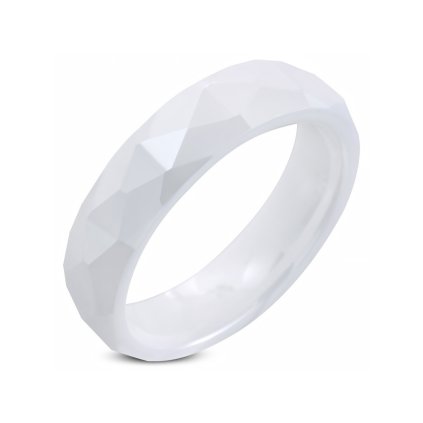 Prsteň keramická obrúčka vzor fazetový výbrus 5 mm/Prstene z chirurgickej ocele