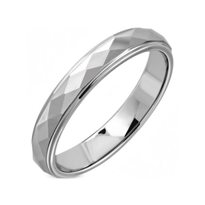 Prsteň obrúčka z chirurgickej ocele vzor fazetový výbrus/Prstene z chirurgickej ocele