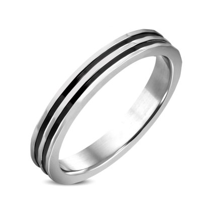 Prsteň z ocele s pásikmi zo silikónovej gumy/Prstene z chirurgickej ocele