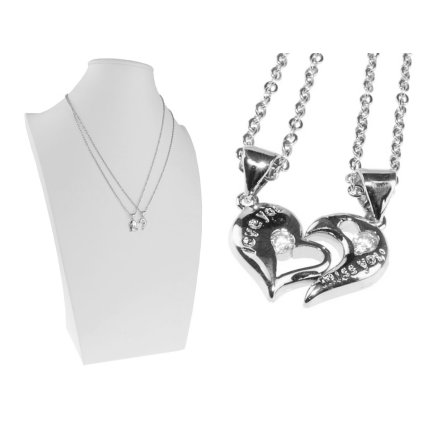 Retiazka s partnerským príveskom srdiečko s očkami - LOVE YOU -strieborné