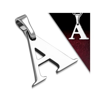 Retiazka s príveskom písmeno A z chirurgickej ocele - 1,7 cm