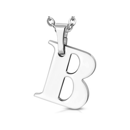 Retiazka s príveskom písmeno B z chirurgickej ocele - 1,7 cm