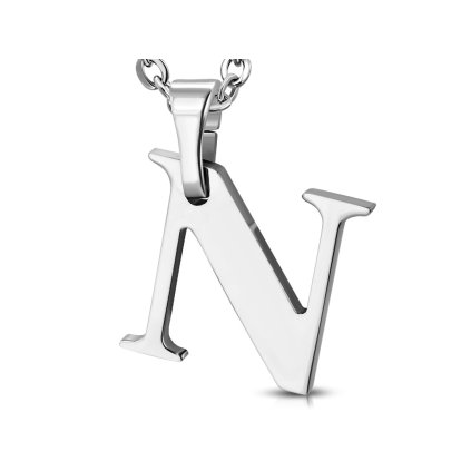 Retiazka s príveskom písmeno N z chirurgickej ocele - 1,7 cm