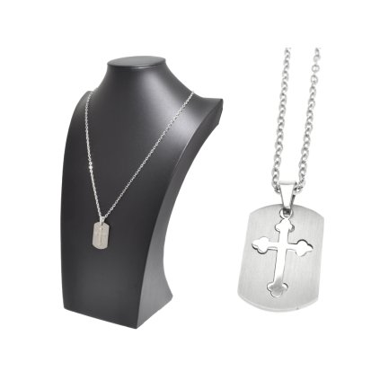 Retiazka s príveskom platnička s krížikom z chirurgickej ocele