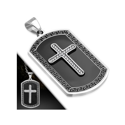 Retiazka s príveskom platnička s krížom Rafael z ocele