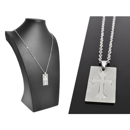 Retiazka s príveskom platnička s krížom z chirurgickej ocele Adriel