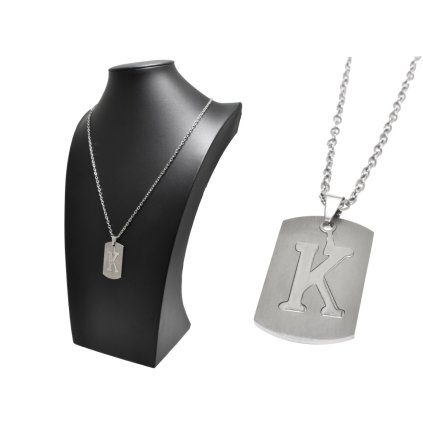 Retiazka s príveskom platinčka s písmenom K - chirurgická oceľ