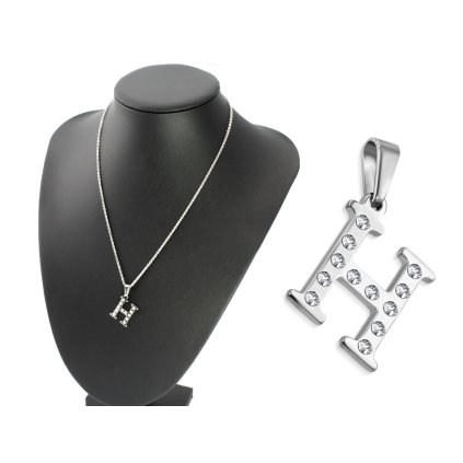 Retiazka s príveskom s písmenom - H - s očkami  2 cm