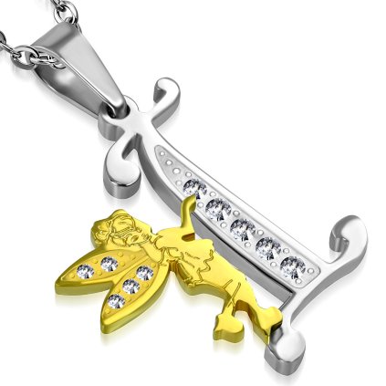 Retiazka s príveskom s písmenom - I - 2,3 cm s vílou