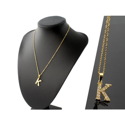 Retiazka s príveskom -s písmenom - K - 2 cm v zlatej farbe